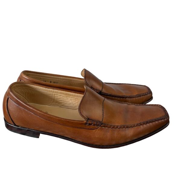 Allen Edmonds CAMPBELL Mens Brown Leather Loafers Size 12 B Dress Shoes Tan - Picture 1 of 8